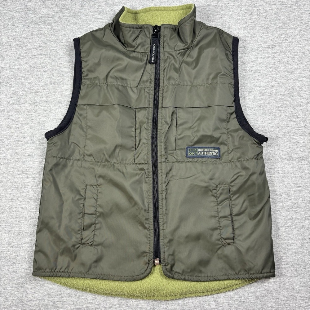 Osh Kosh B'Gosh Boy's Green Vest Size 4 Fleece Lining